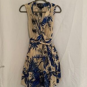 Banana Republic Asymmetrical Dress with Blue Floral on Cream